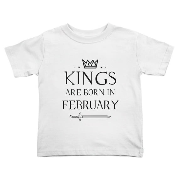 Kings Are Born In February Funny Toddler T-Shirts for Boys Girls (White, Youth XL)