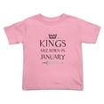thumbnail image 1 of Kings Are Born In January Funny Toddler T-Shirts for Boys Girls (Pink, 3T), 1 of 5