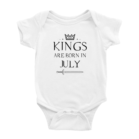 Kings Are Born In July Funny Baby Bodysuit Boy Girl Unisex