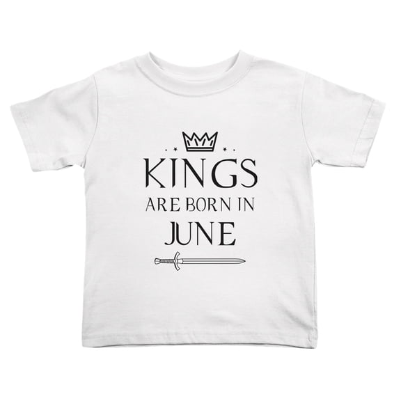 Kings Are Born In June Funny Toddler T-Shirts for Boys Girls (White, Youth L)