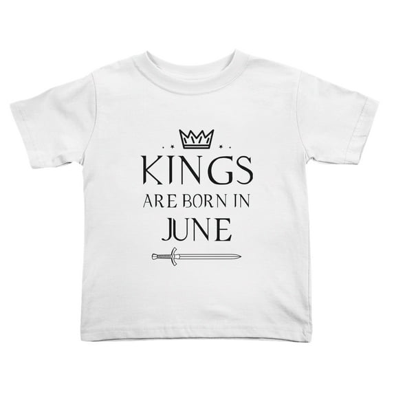 Kings Are Born In June Funny Toddler T-Shirts for Boys Girls (White, Youth XL)