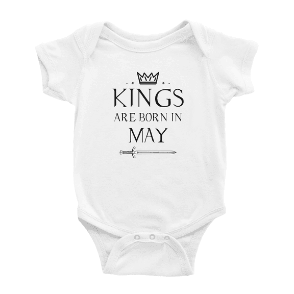 Kings Are Born In May Funny Baby Bodysuit Boy Girl Unisex