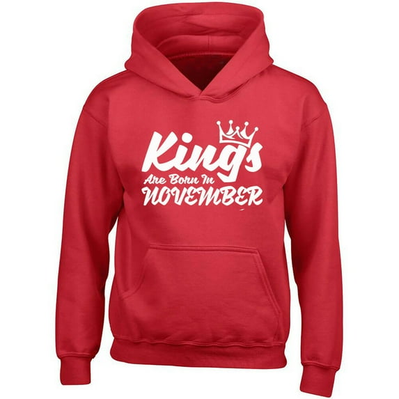 Kings Are Born In November Crown Printed Hoodie Best Birthday Gift Color Red 2X-Large