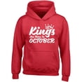 thumbnail image 1 of Kings Are Born In October Crown Printed Hoodie Best Birthday Gift Color Red X-Large, 1 of 2