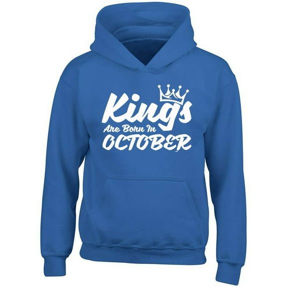 Kings Are Born In October Crown Printed Hoodie Best Birthday Gift Color Royal Blue 3X-Large