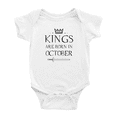 thumbnail image 1 of Kings Are Born In October Cute Baby Clothes Bodysuit Boy Girl Unisex, 1 of 5