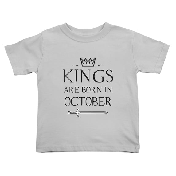 Kings Are Born In October Funny Toddler T-Shirts for Boys Girls (Gray, Youth M)