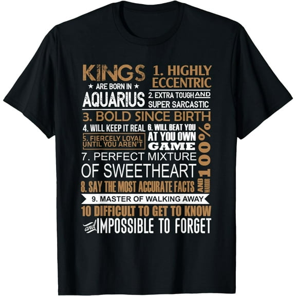 Kings Are Born In Shirt Aquarius Birthday January Gift Men T-Shirt