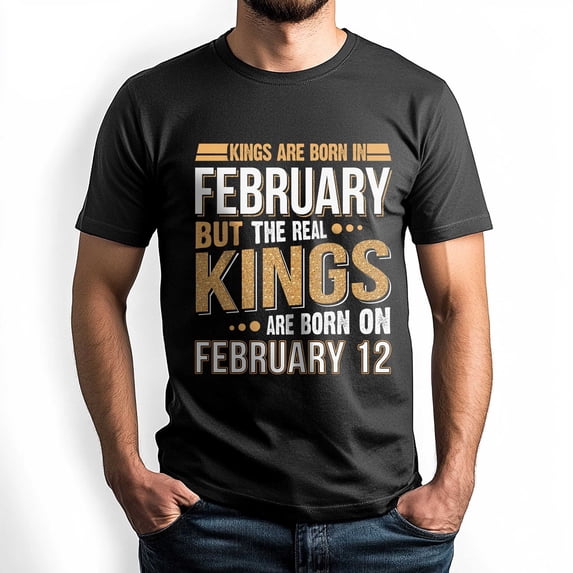 Kings Are Born on February 12 T-Shirt, Vintage Birthday Shirt for Men, Perfect Gift for February Birthday
