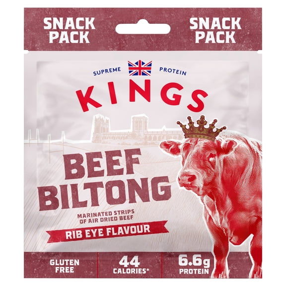 Kings Beef Biltong Rib Eye Flavour 20g, Imported from Britain