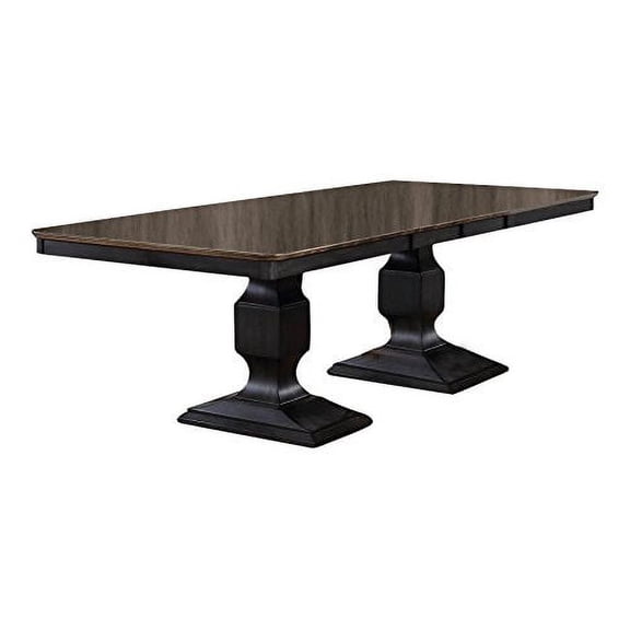 Kings Brand Alleyton Charcoal & Oak Wood Rectangle Extendable Dining Room Table