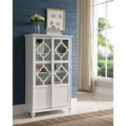 Kings Brand Furniture 2-Door Wood Curio Bookcase Cabinet with Glass Doors, White