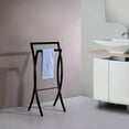 thumbnail image 1 of Kings Brand Furniture 2-Tier Stylishly Curved Metal Freestanding Bathroom Towel Rack Stand, Black, 1 of 4