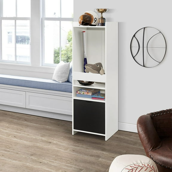 Kings Brand Furniture 3 Shelf Kids Bookcase Organizer with Drawer for Playroom, White/Black