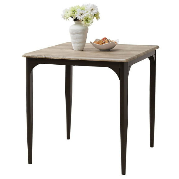 Kings Brand Furniture - 30" Square Dining Table, Heavy Duty Metal Frame with Wood Top, Walnut/Black