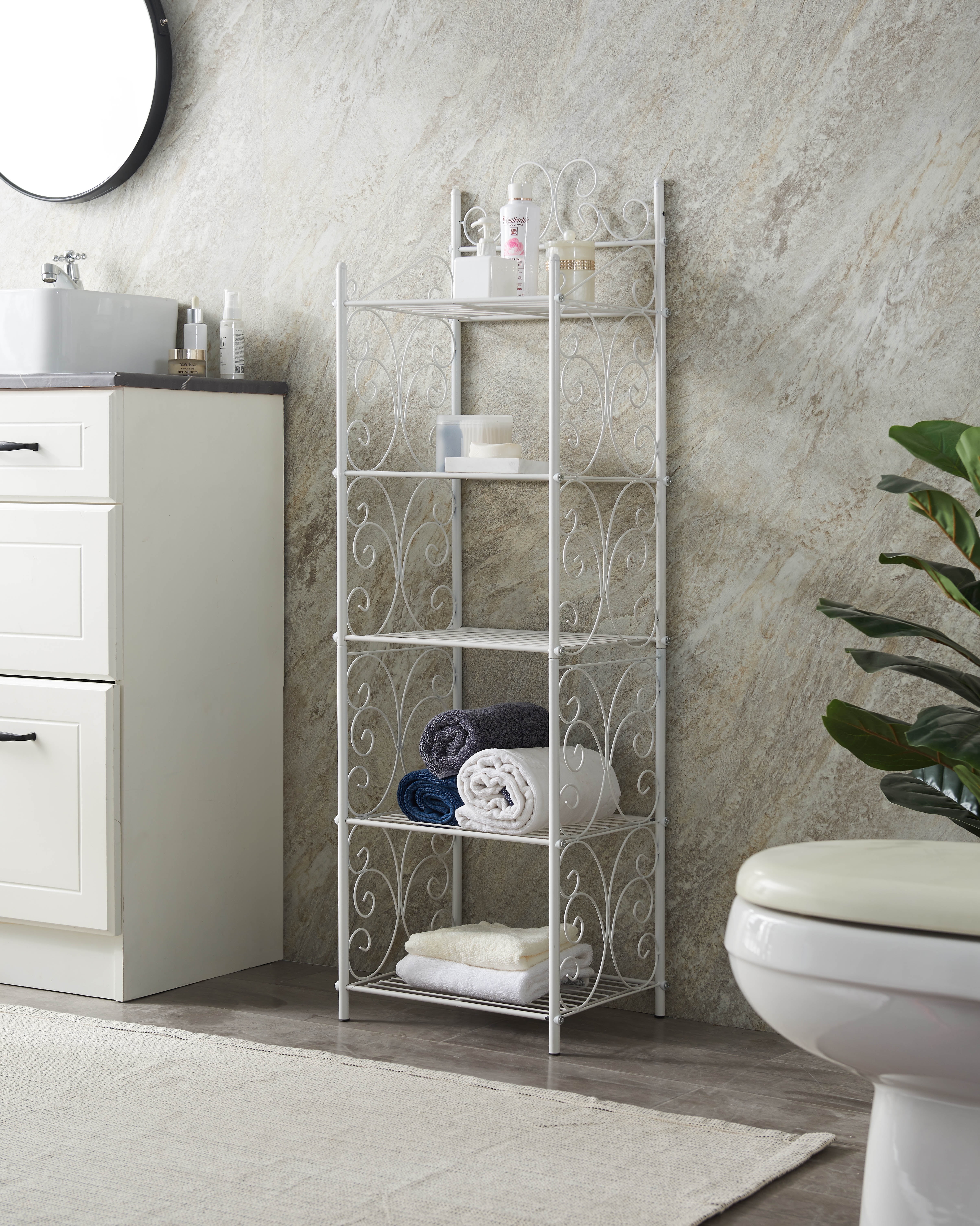Kings Brand Furniture 5 Tier Metal Kitchen Bathroom Storage Shelving Unit White