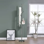 Kings Brand Furniture - 6 Hook Metal Freestanding Hall Tree Hat & Coat Rack Stand, Chrome