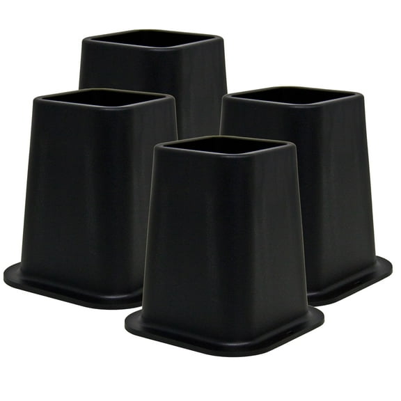 Kings Brand Furniture 6-Inch Black Bed Risers, Set of 4 Heavy-Duty Supports for Bed, Desk, Sofa