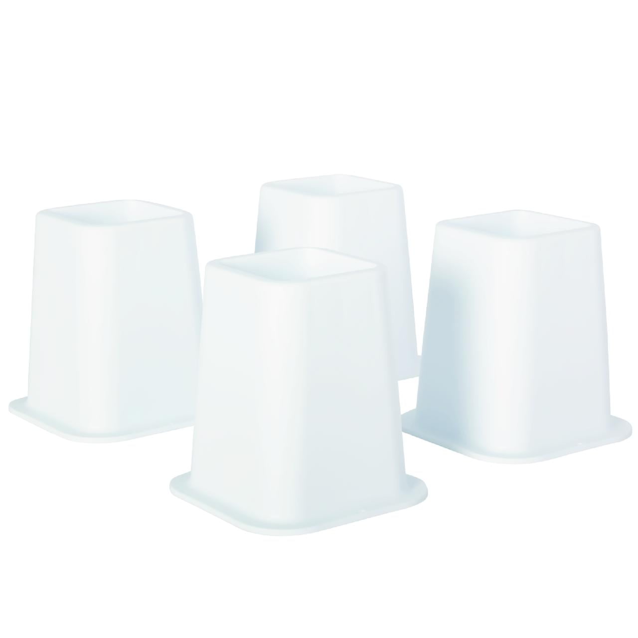 White High-Strength Plastic 6-Inch Bed Risers, Set of 4