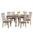 thumbnail image 1 of Kings Brand Furniture Almon 2-Tone Brown Wood 7-Piece Dining Set – Table & 6 Chairs for Kitchen & Dining Room., 1 of 8