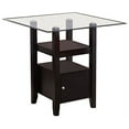 thumbnail image 1 of Kings Brand Furniture Arecibo Cappuccino Finish/Glass Top Counter Height Dining Table with Storage, 35" W x 35" D x 36" H, 1 of 2