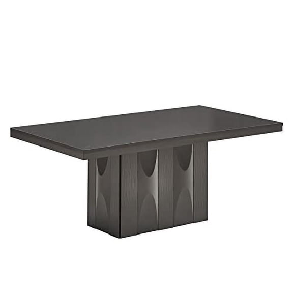 Kings Brand Furniture Avenel 71" Rectangular Pedestal Wood Dining Room Table, Metallic Gray