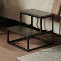 Kings Brand Furniture Axel 2-Step Step Stool – Lightweight, Durable & Modern Design Wooden Steps & Metal Frame (Black)