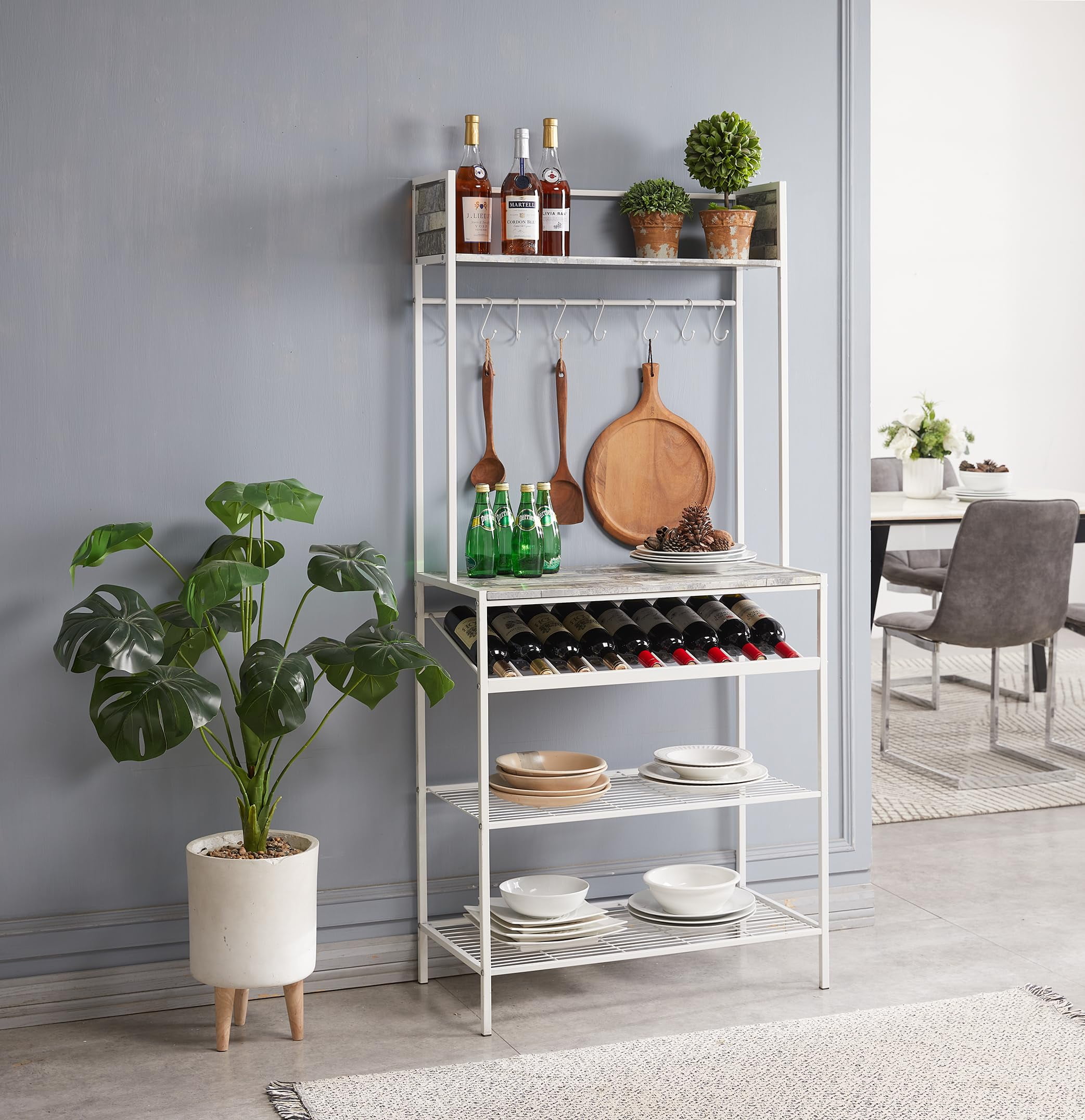 Kings Brand Furniture - Bakers Rack with Storage Shelfs, Wine Rack and ...