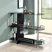 Kings Brand Furniture Bar Table with Two Tempered Glass Shelves, Black (16 in x 47 in x 41 in)