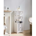 thumbnail image 1 of Kings Brand Furniture Basic Plastic Wood Storage Cabinet for Bathroom, 1 Shelf Behind Doors, 2 Open Shelves, White, 1 of 6