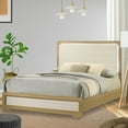 thumbnail image 1 of Kings Brand Furniture Boone Bed Frame in Natural/White Wood Finish with LED Headboard (Queen), 1 of 6