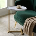 thumbnail image 1 of Kings Brand Furniture C-Shaped End Table – Small Side Table for Couch, Sofa Snack Table, Slim Chairside Nightstand for Bedroom & Living Room, Metal Frame Wood Top Modern C Table (White), 1 of 6