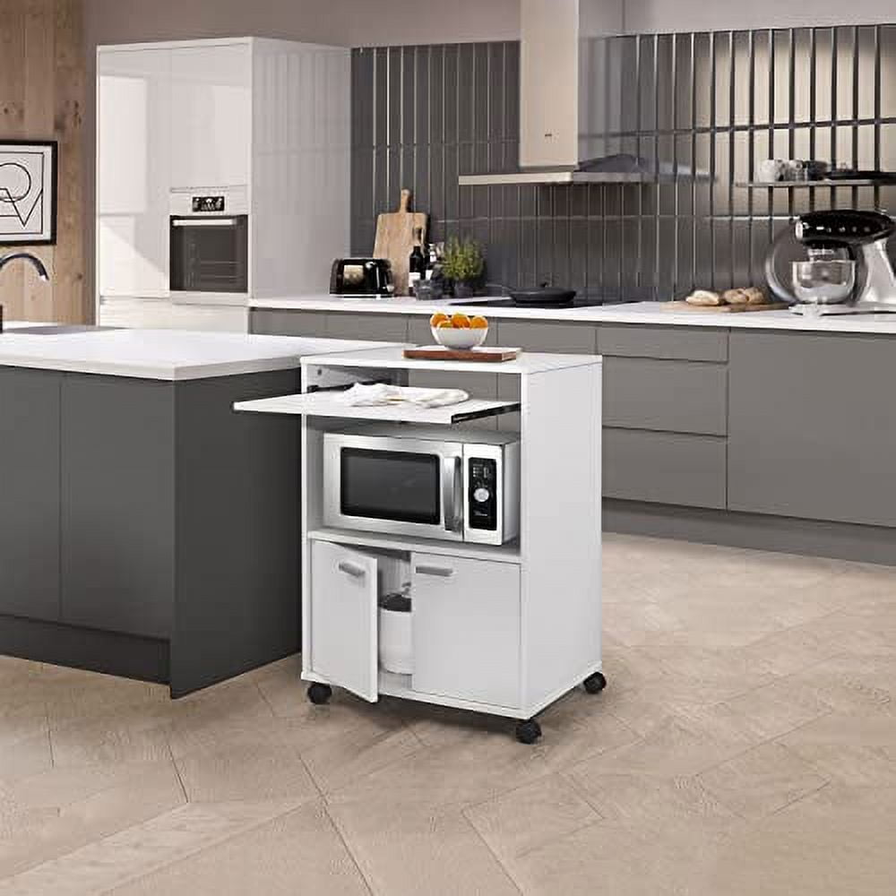 Kings Brand Furniture Byron Microwave Kitchen Cart with Two Doors and