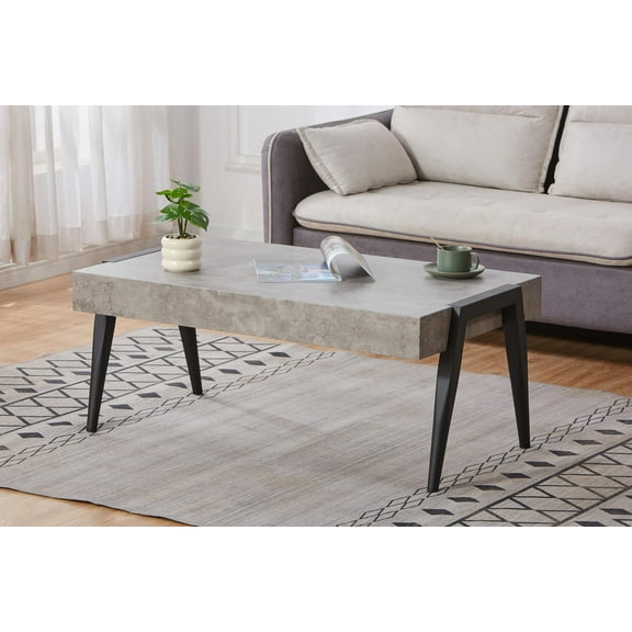 Kings Brand Furniture Camden Marble Style Loft Coffee Table for Living Room, Bedroom & Office (Black/Gray)