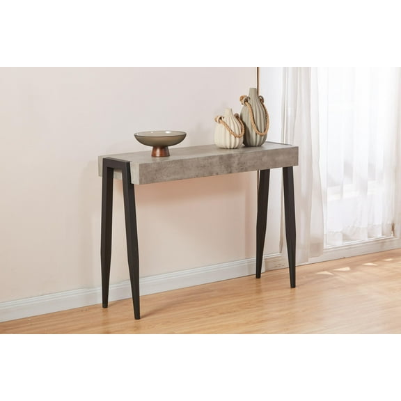 Kings Brand Furniture Camden Marble-Style Loft Console Table for Living Room, Foyer, Corridor & Office (Black/Gray)