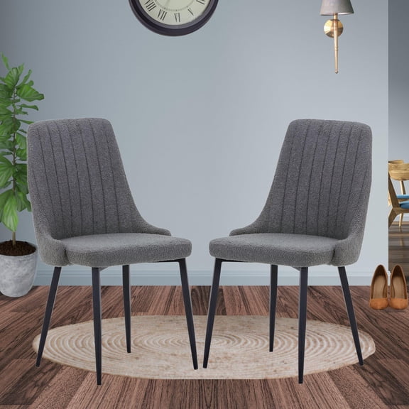 Kings Brand Furniture Camden Upholstered Dining Chairs Set of 2 - Dinner Chairs with Seat & Back Cushions for, Bedroom, Kitchen & Dining Room (Black/Gray)