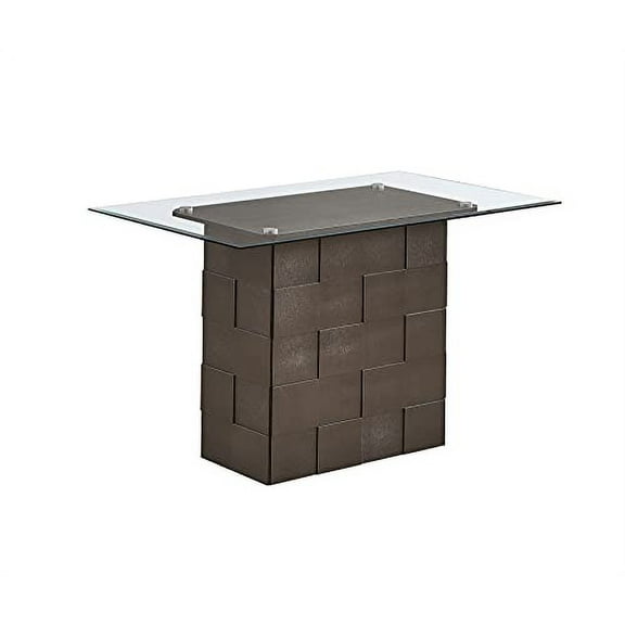 Kings Brand Furniture - Capron Rectangle Glass Top Counter Height Dining Table, Metallic Gray