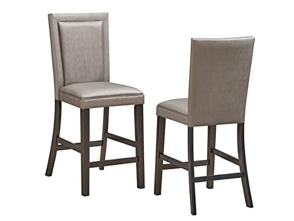 Transitional Gray Faux Leather Upholstered Counter Stool