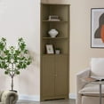 thumbnail image 1 of Kings Brand Furniture Cecilion Tall Corner Cabinet with 2 Doors and 4 Shelves for Small Space, Bathroom, Kitchen, Living Room (Lemon Pepper), 1 of 6