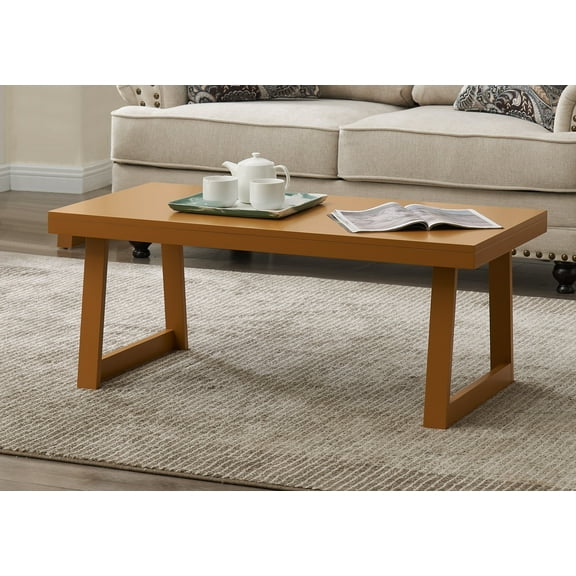 Kings Brand Furniture Charlie Coffee Table for Living Room - Rectangular Wooden Center Table, Open Space Cocktail Tea Table for Large or Small Spaces Apartment Home Office (Honey Mustard)