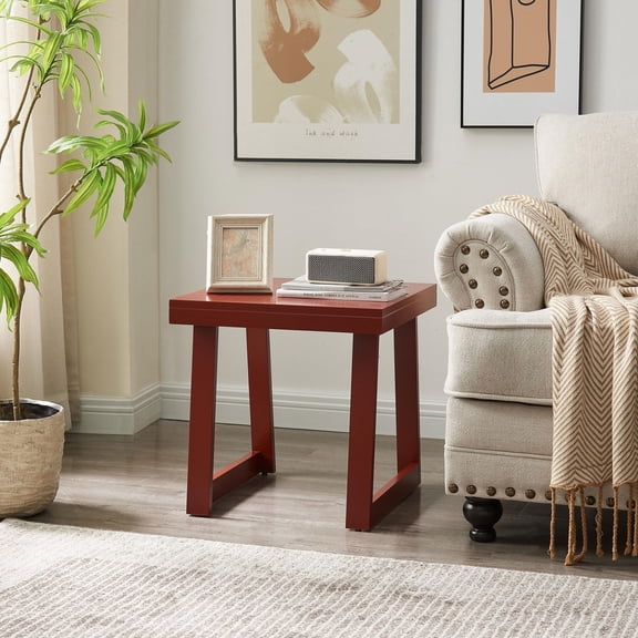 Kings Brand Furniture Charlie Table - Sturdy, Versatile, Sleek and Modern Accent Piece Perfect for Small Spaces & Living Room, Red