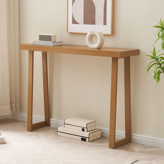 Kings Brand Furniture Claude Narrow Console Table Perfect for Sofa Table, Entryway Table for Hallway (Honey Mustard)