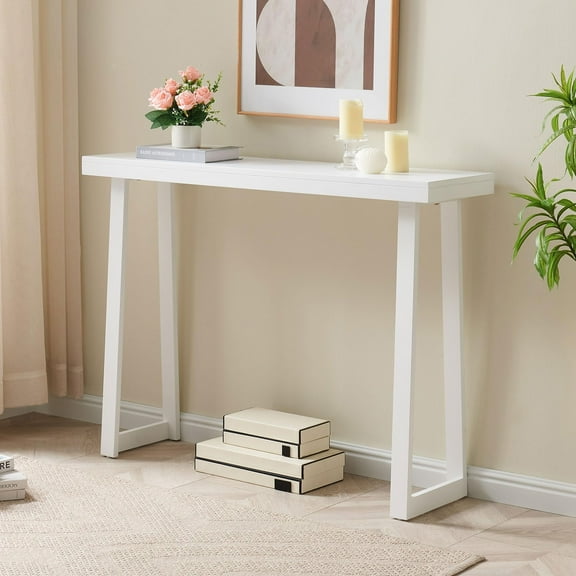 Kings Brand Furniture Claude 36-Inch Console Entryway Table, Narrow Sofa Table for Behind Couch, Hallway, Bedroom, Living Room, Foyer, White