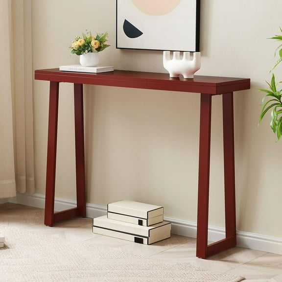 Kings Brand Furniture Claude Narrow Console Table Perfect for Sofa Table, Entryway Table for Hallway (Red)