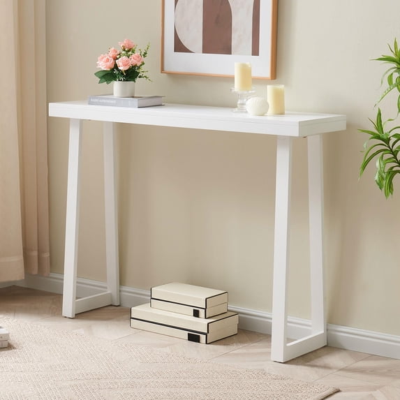 Kings Brand Furniture Claude Narrow Console Table Perfect for Sofa Table, Entryway Table for Hallway (White)