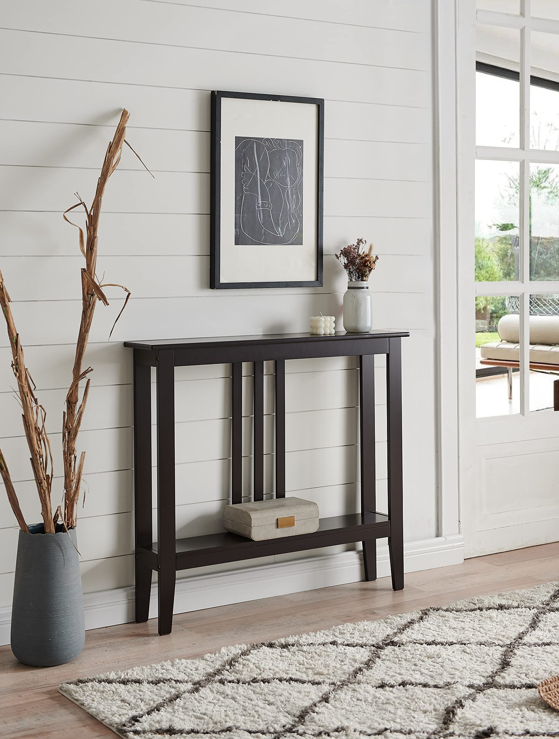 Kings Brand Furniture Console Table with Lower Shelf for Entryway
