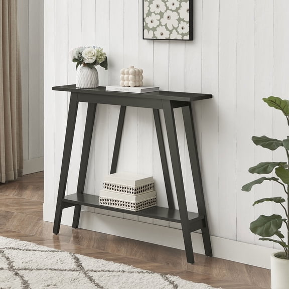 Kings Brand Furniture - Console Table, Narrow Sofa Table with Storage Shelf for Hallway, Front Hall, Entryway, Living Room (Caviar)
