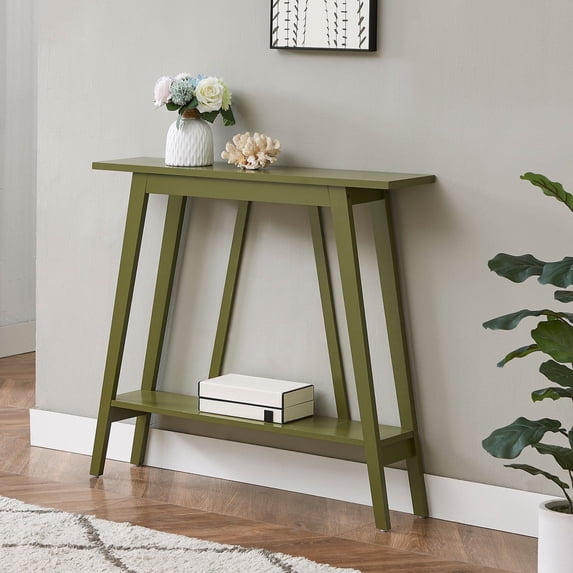 Kings Brand Furniture - Console Table, Narrow Sofa Table with Storage Shelf for Hallway, Front Hall, Entryway, Living Room (Avocado)