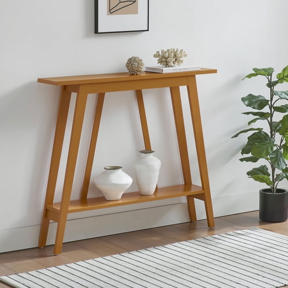 Kings Brand Furniture Conway Console Table - Functional Narrow Wood Accent Entryway Table with Storage Shelf for Hallway, Front Hall, Entryway, Living Room, Kitchen (Honey Ginger)