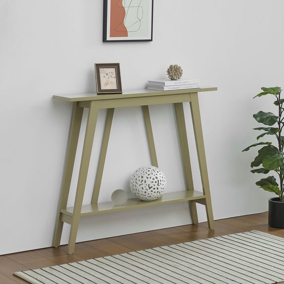 Kings Brand Furniture Conway Console Table - Functional Narrow Wood Accent Entryway Table with Storage Shelf for Hallway, Front Hall, Entryway, Living Room, Kitchen (Lemon Pepper)